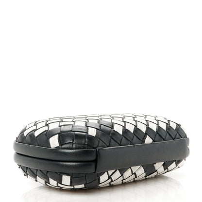 Bottega Veneta Nylon Nappa Intrecciato Knot Clutch Black White 4 of 7