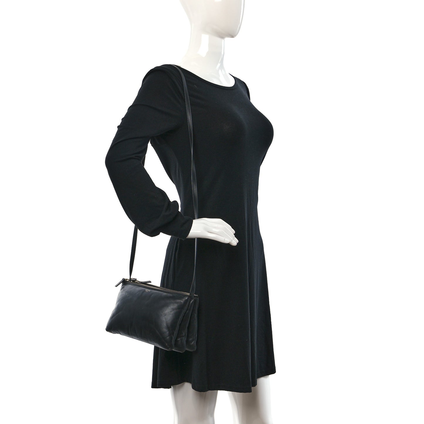 Lambskin Small Pillow Trio Crossbody Bag Black