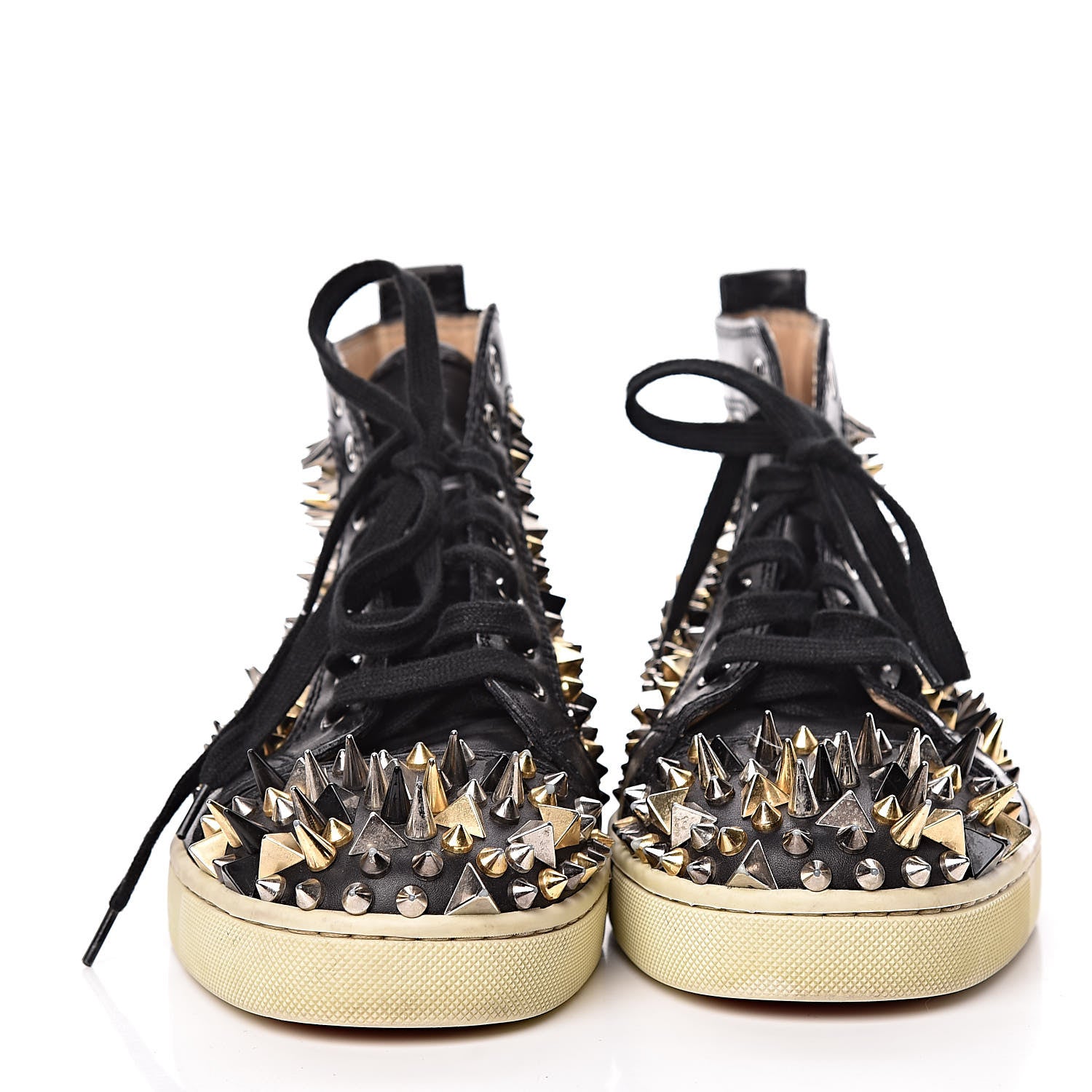 Christian Louboutin Calfskin Mens Louis Pik Pik Spikes Flat Sneakers 39 Black 2 of 17