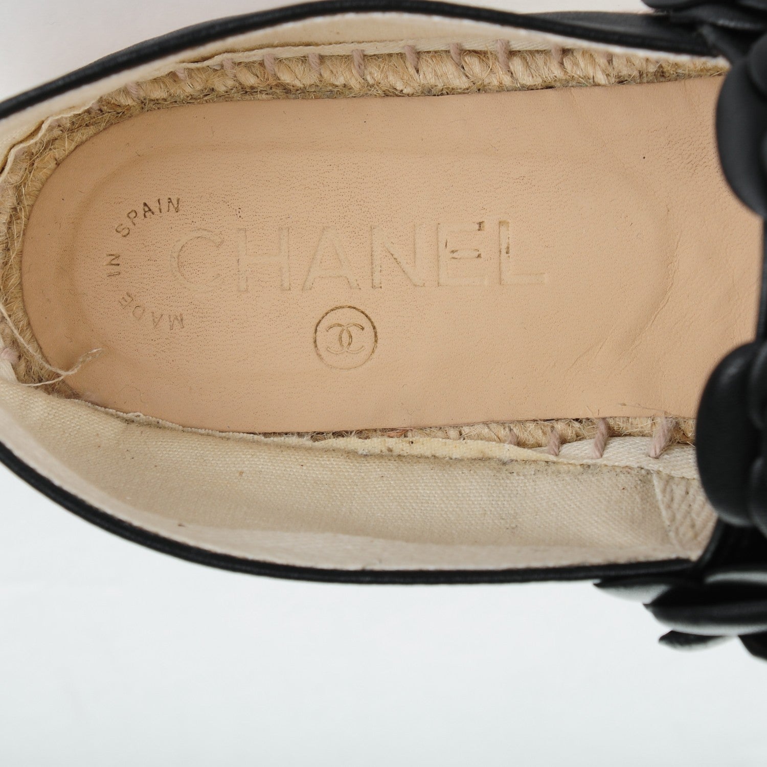 Chanel Lambskin Camellia CC Espadrilles 38 Black 9 of 9