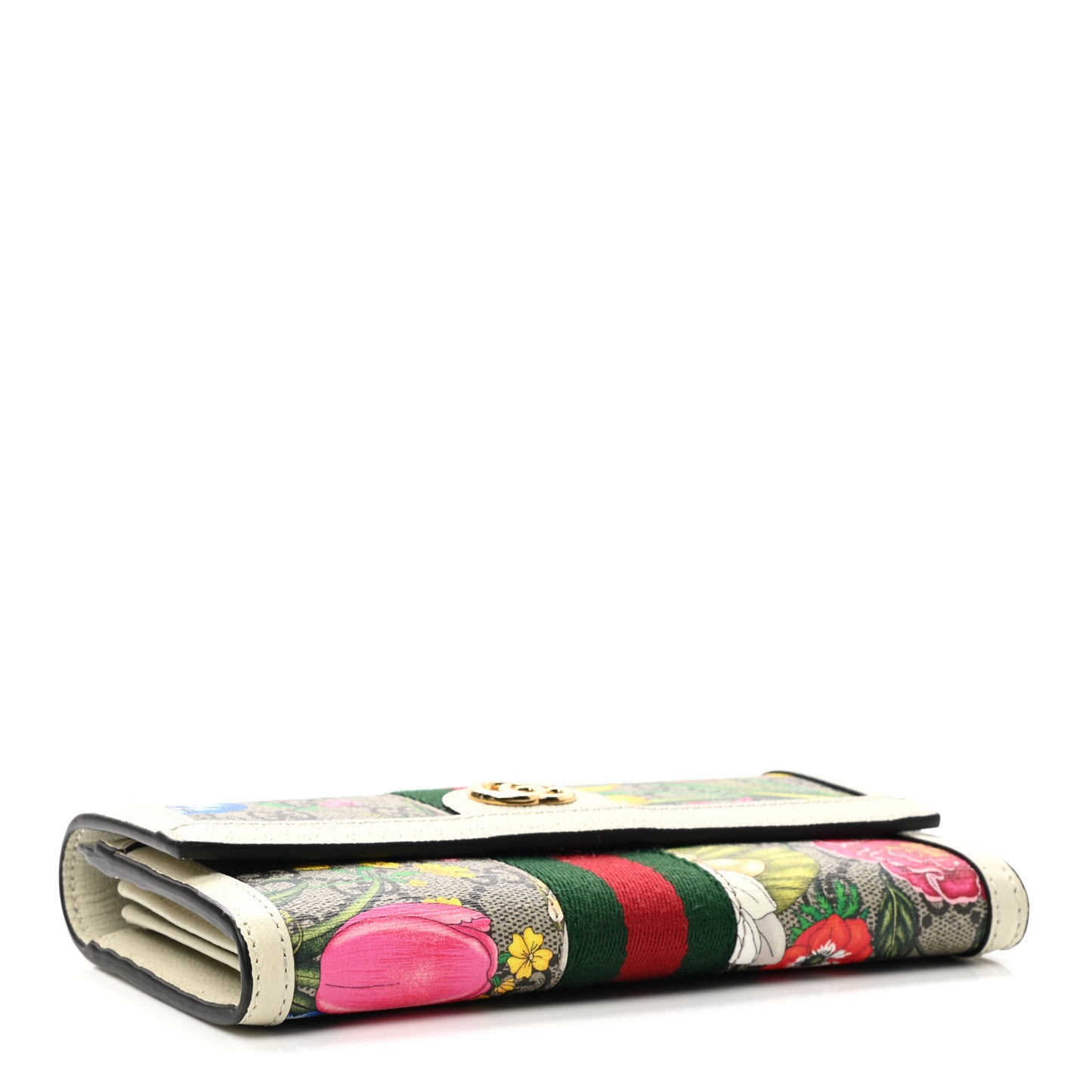 GG Supreme Monogram Flora Web Ophidia Continental Wallet White