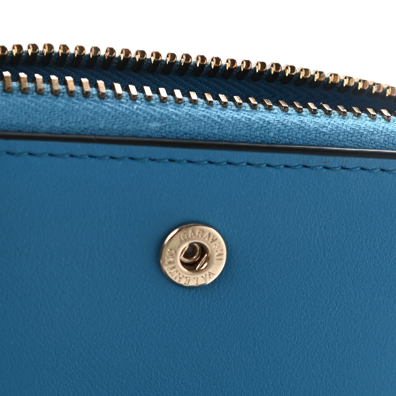 Valentino Garavani Calfskin Rockstud Compact Zip Around Wallet Light Blue 7 of 8