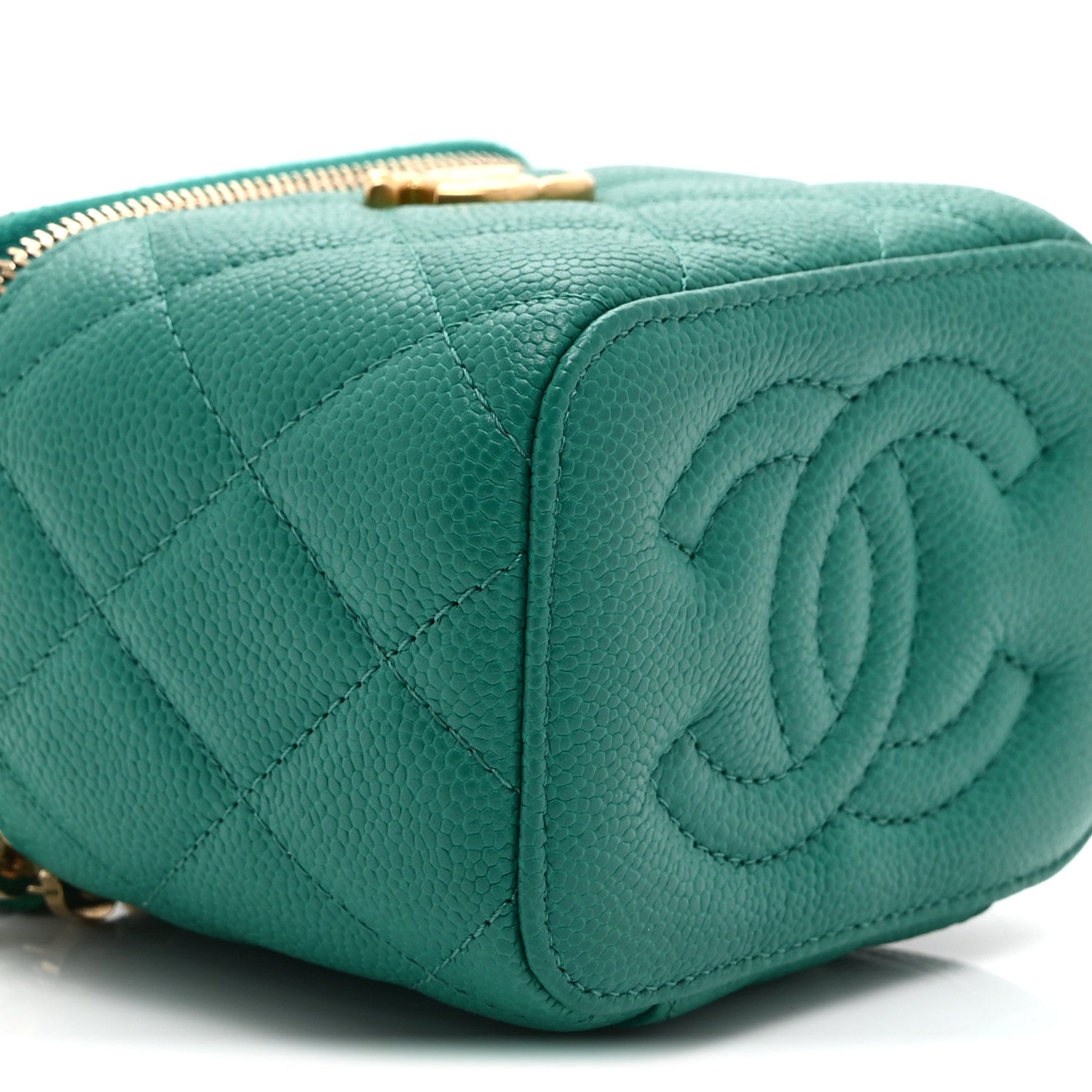 Chanel Caviar Quilted Sweetheart Mini Vanity Case Green 9 of 10