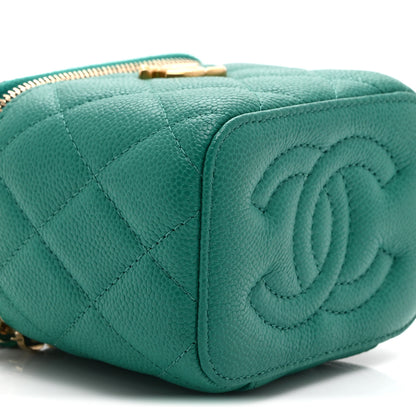 Chanel Caviar Quilted Sweetheart Mini Vanity Case Green 9 of 10