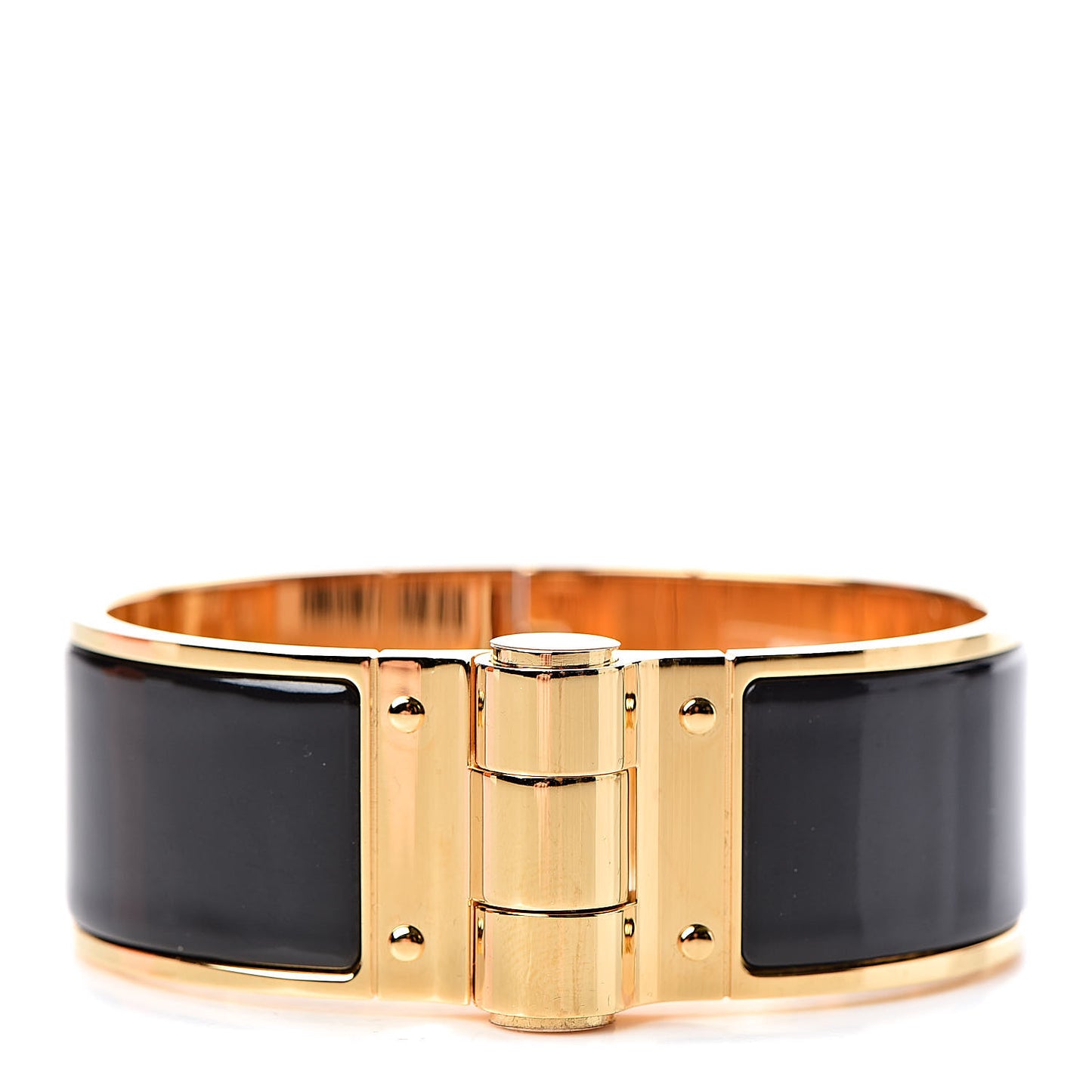 Enamel Charniere Uni Wide Hinged Bracelet M Black