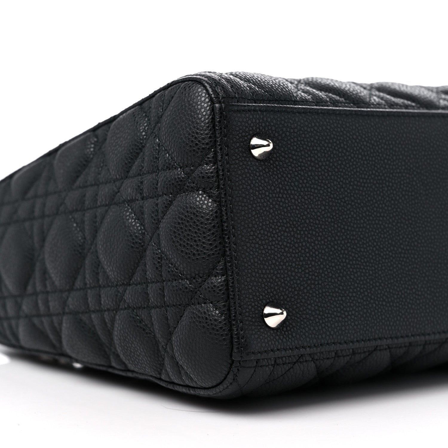 Christian Dior Grained Calfskin Cannage Medium Lady Dior Black 7 of 8