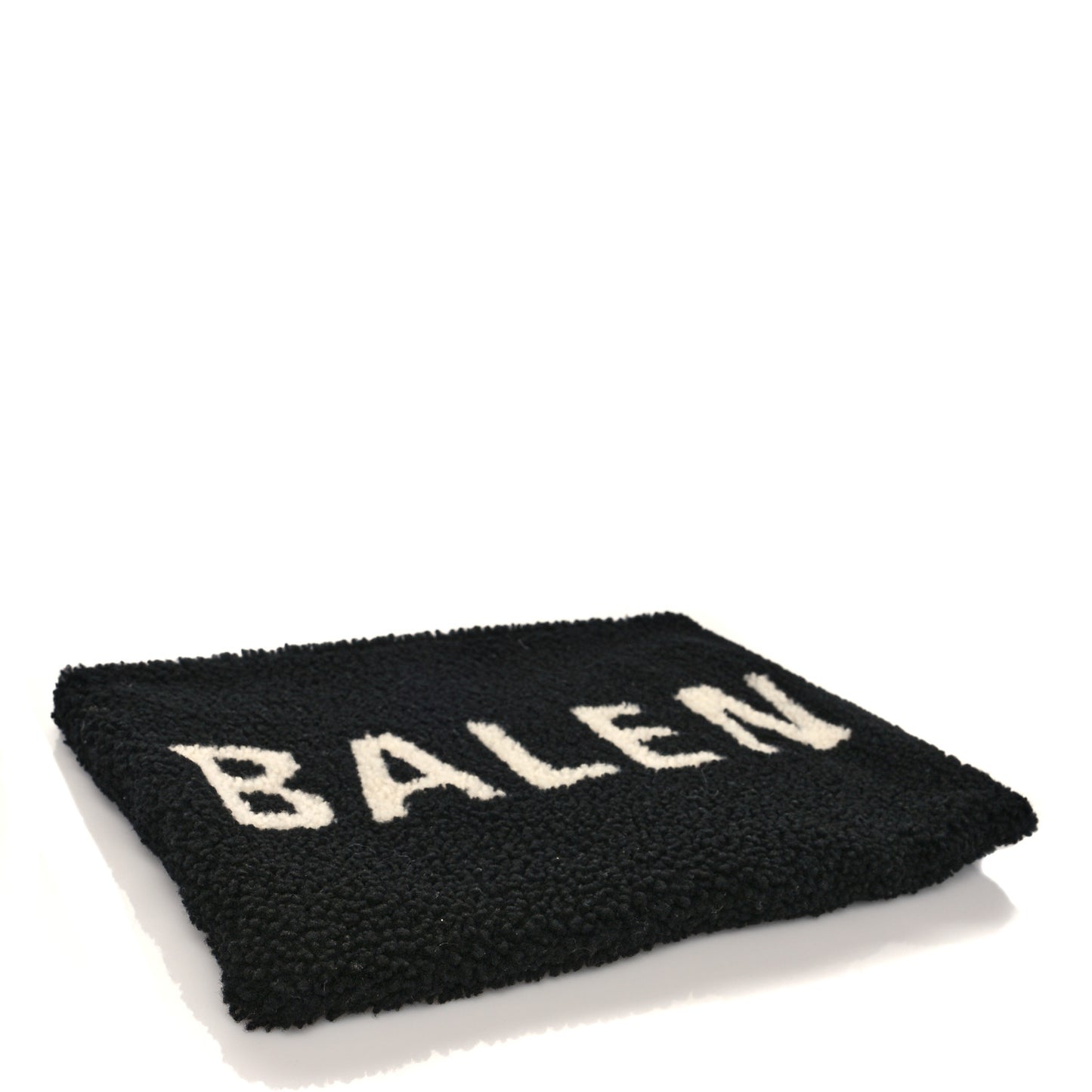 Sheepskin Shearling Contrasted Logo Large Zip Pouch Black