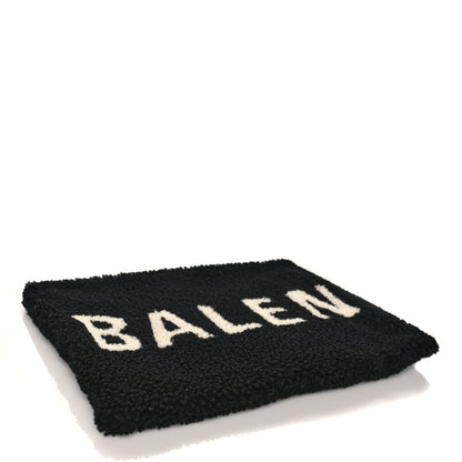 Balenciaga Sheepskin Shearling Contrasted Logo Large Zip Pouch Black 4 of 9