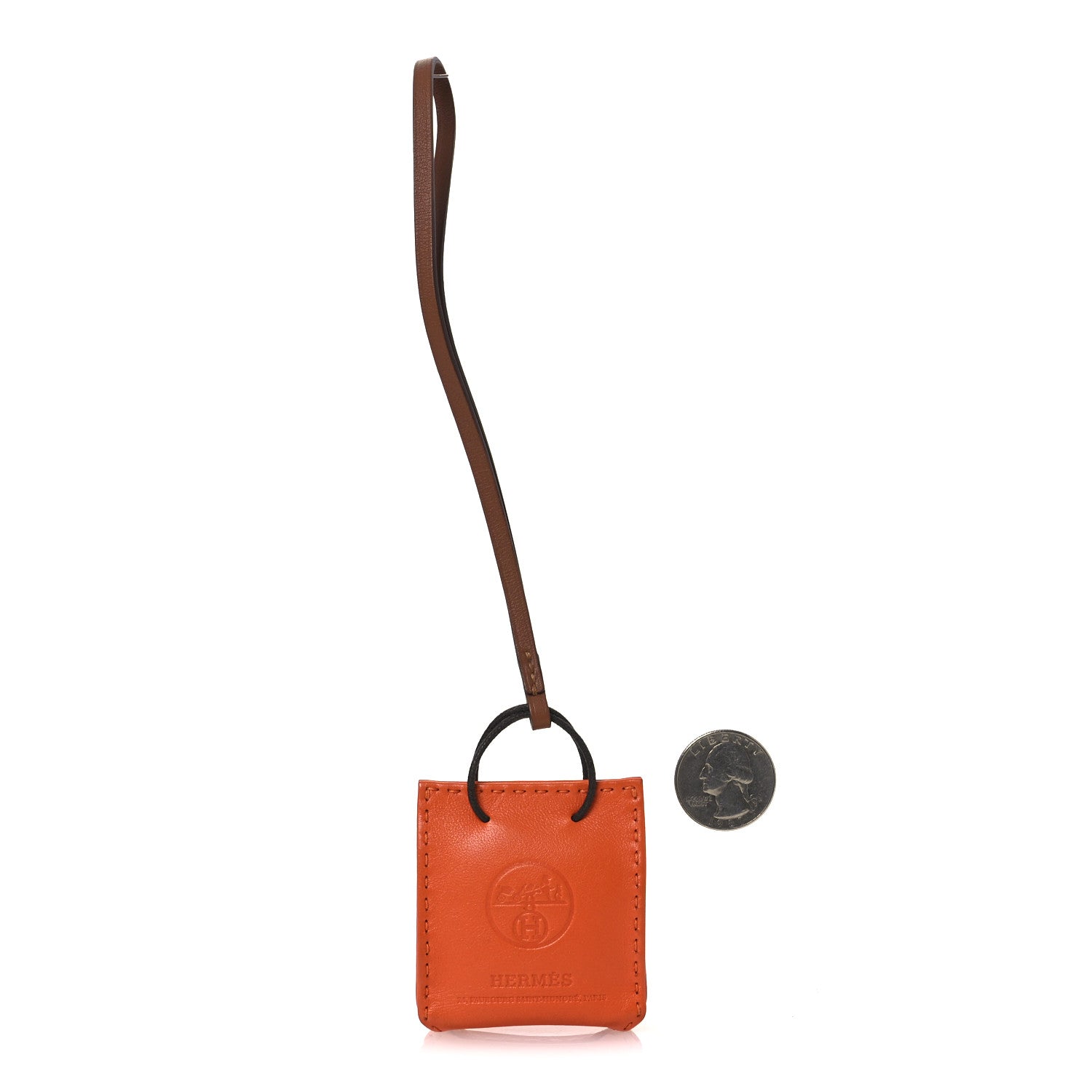 Hermes Milo Lambskin Swift Shopping Bag Charm Feu Gold 2 of 5