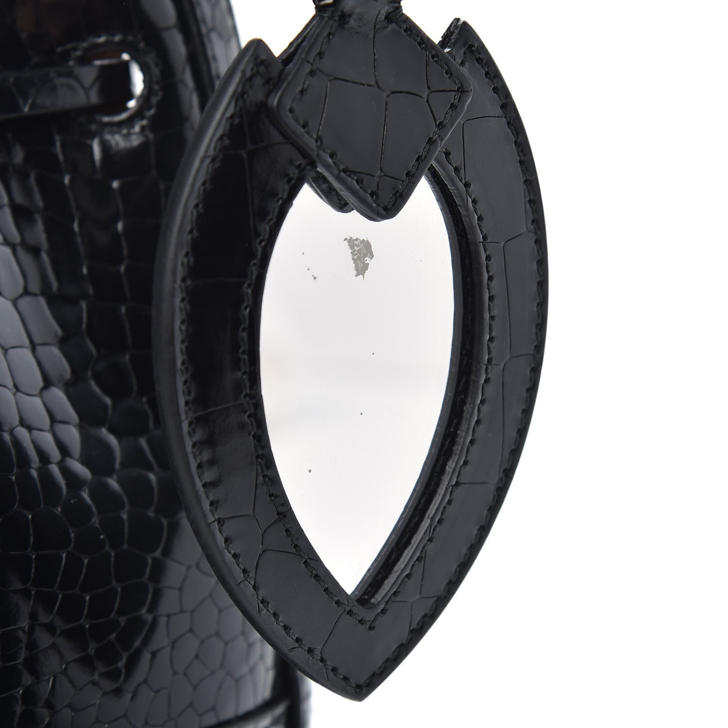 Alaia Calfskin Crocodile Embossed Drawstring Bucket Bag Black 8 of 8