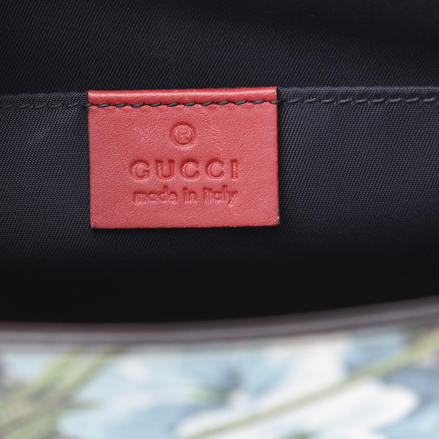 Gucci GG Supreme Monogram Blooms Large Cosmetic Case Beige Blue Navy Hibiscus Red 5 of 12