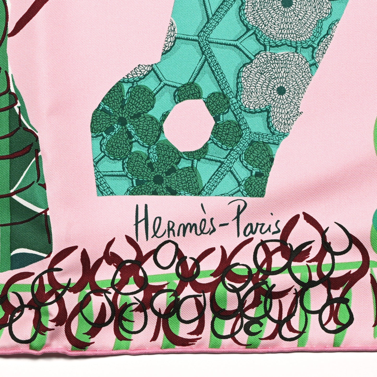 Silk La Maison Des Oiseaux Parleurs Scarf 90 Rose Vert