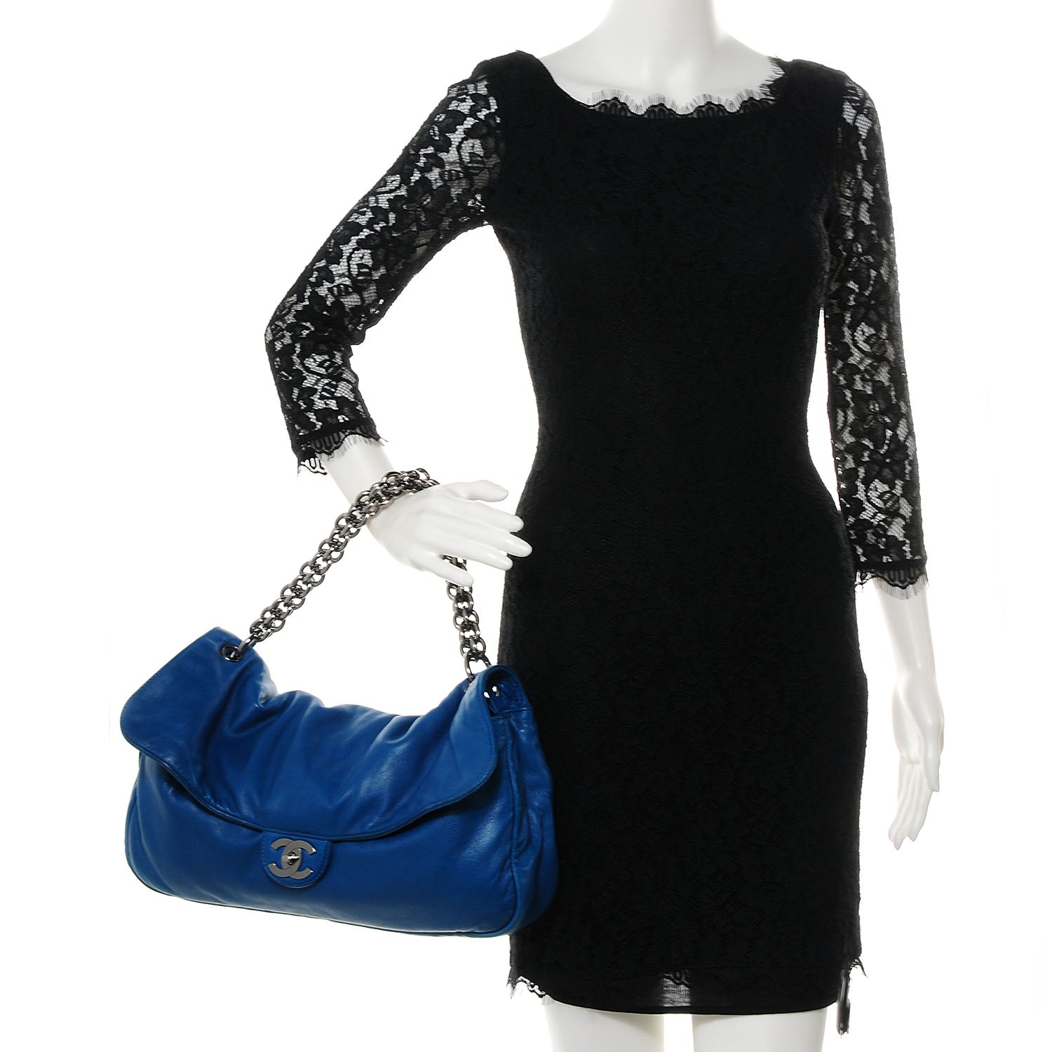 Chanel Lambskin Soft and Chain Large Flap Blue 2 of 8