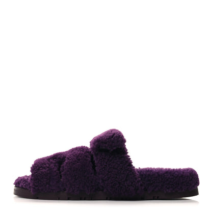 Hermes Woolskin Womens Chypre Sandals 38 Violet Fonce 1 of 8