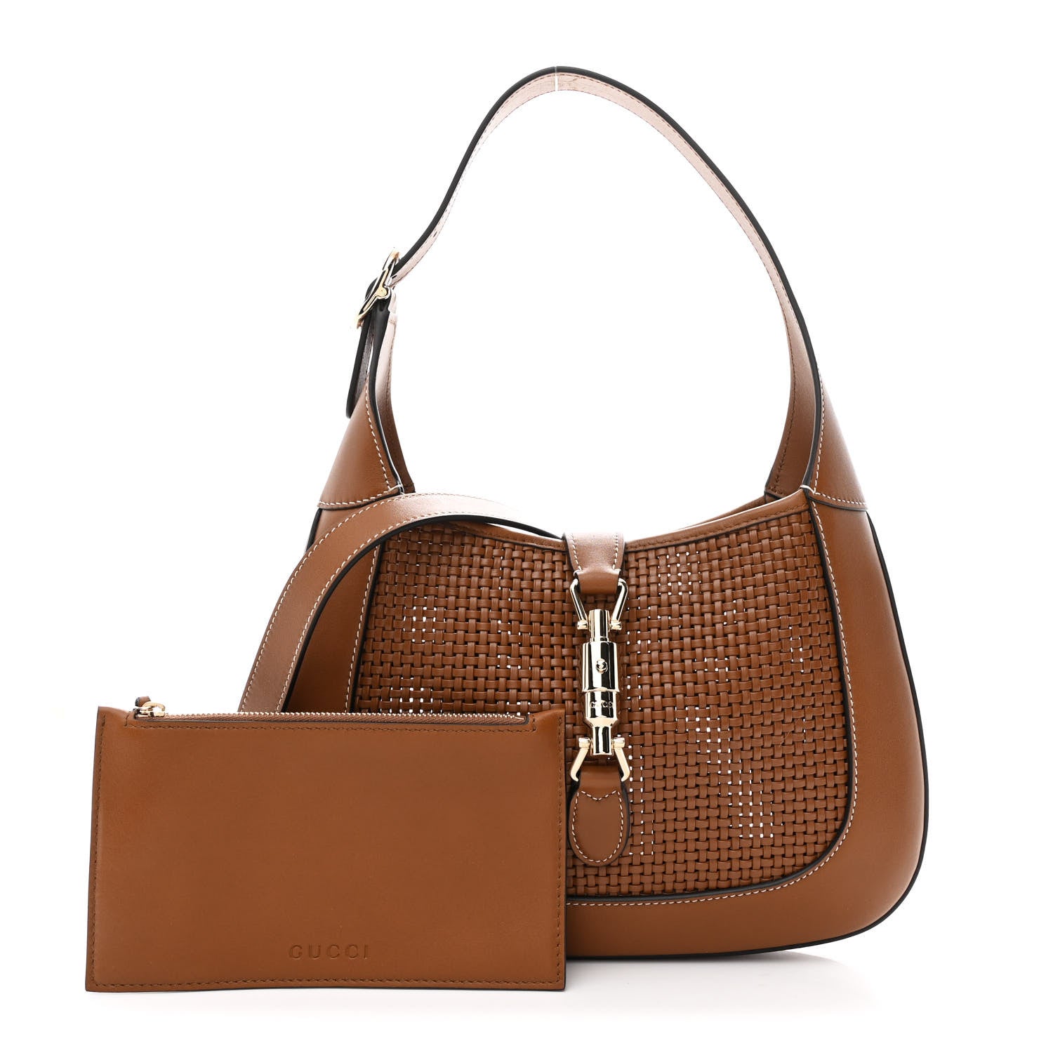 Gucci Woven Calfskin Medium Jackie 1961 Hobo Brown 1848235