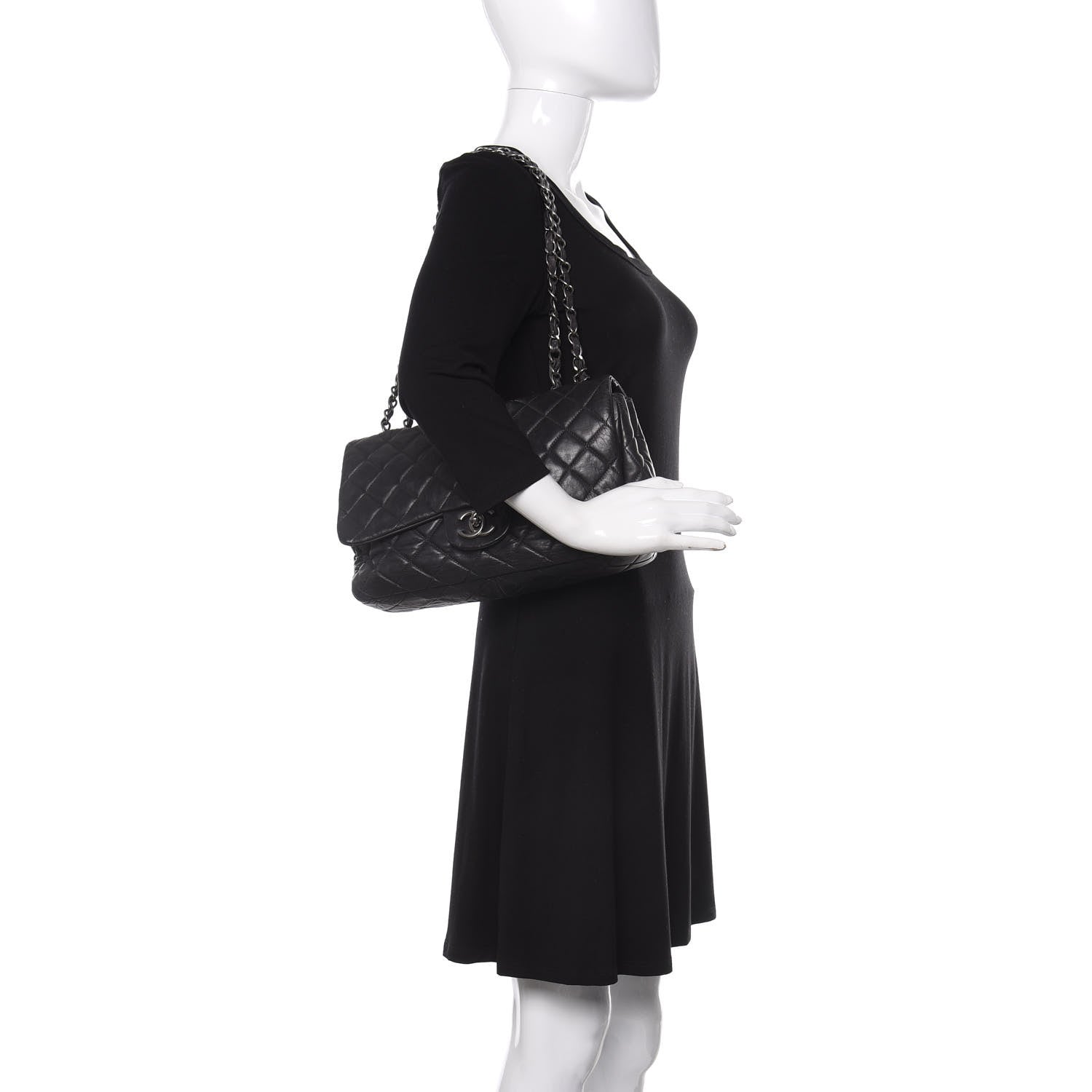 Chanel Lambskin Quilted Jumbo Single Flap Dark Grey 2 of 10