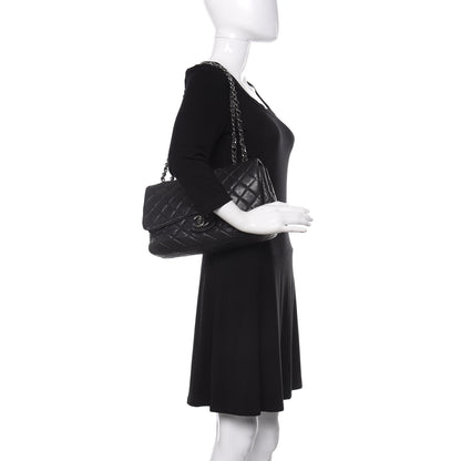 Chanel Lambskin Quilted Jumbo Single Flap Dark Grey 2 of 10