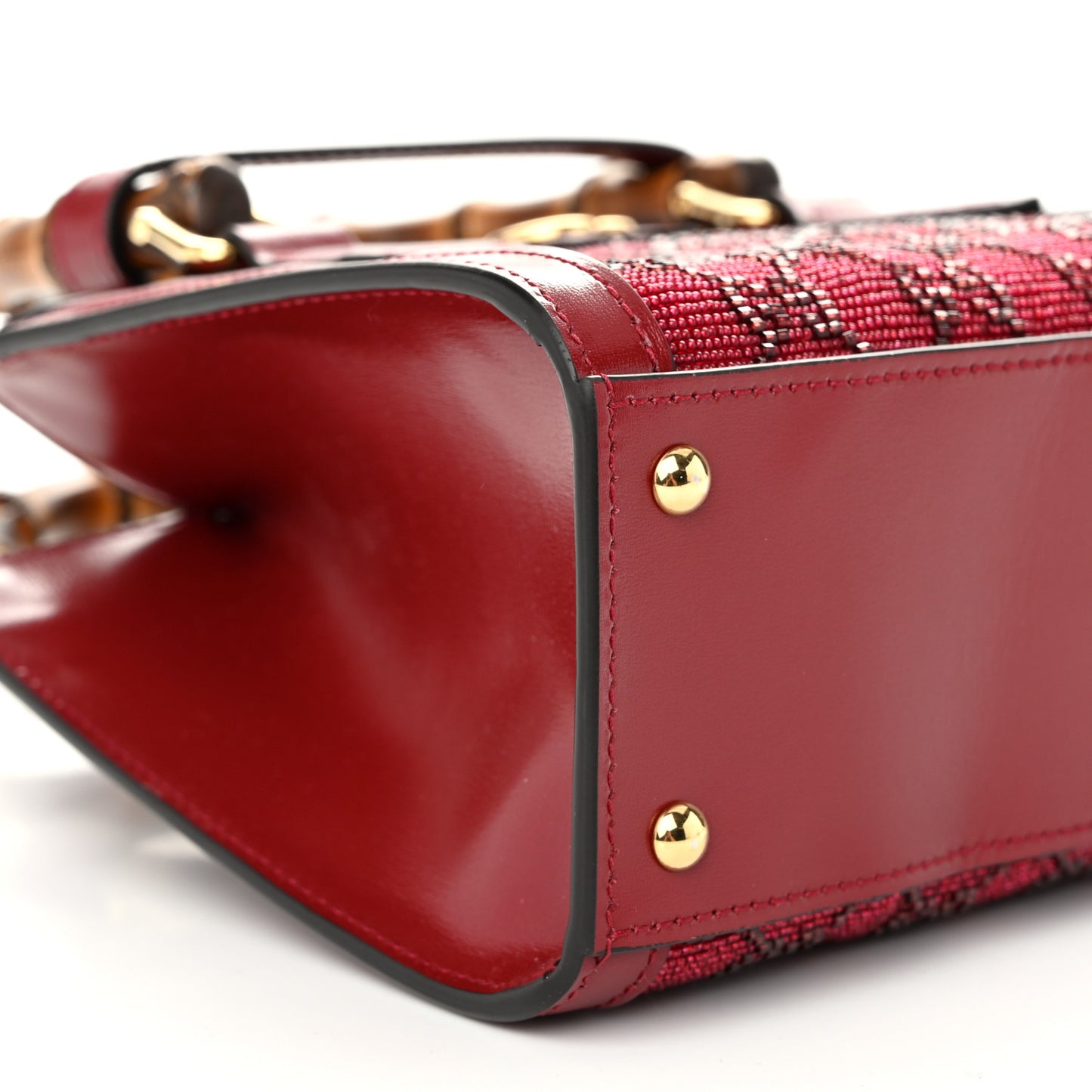 New Canvas Charisma Calfskin Crystal GG Monogram Mini Diana Tote Bag New Cherry Red