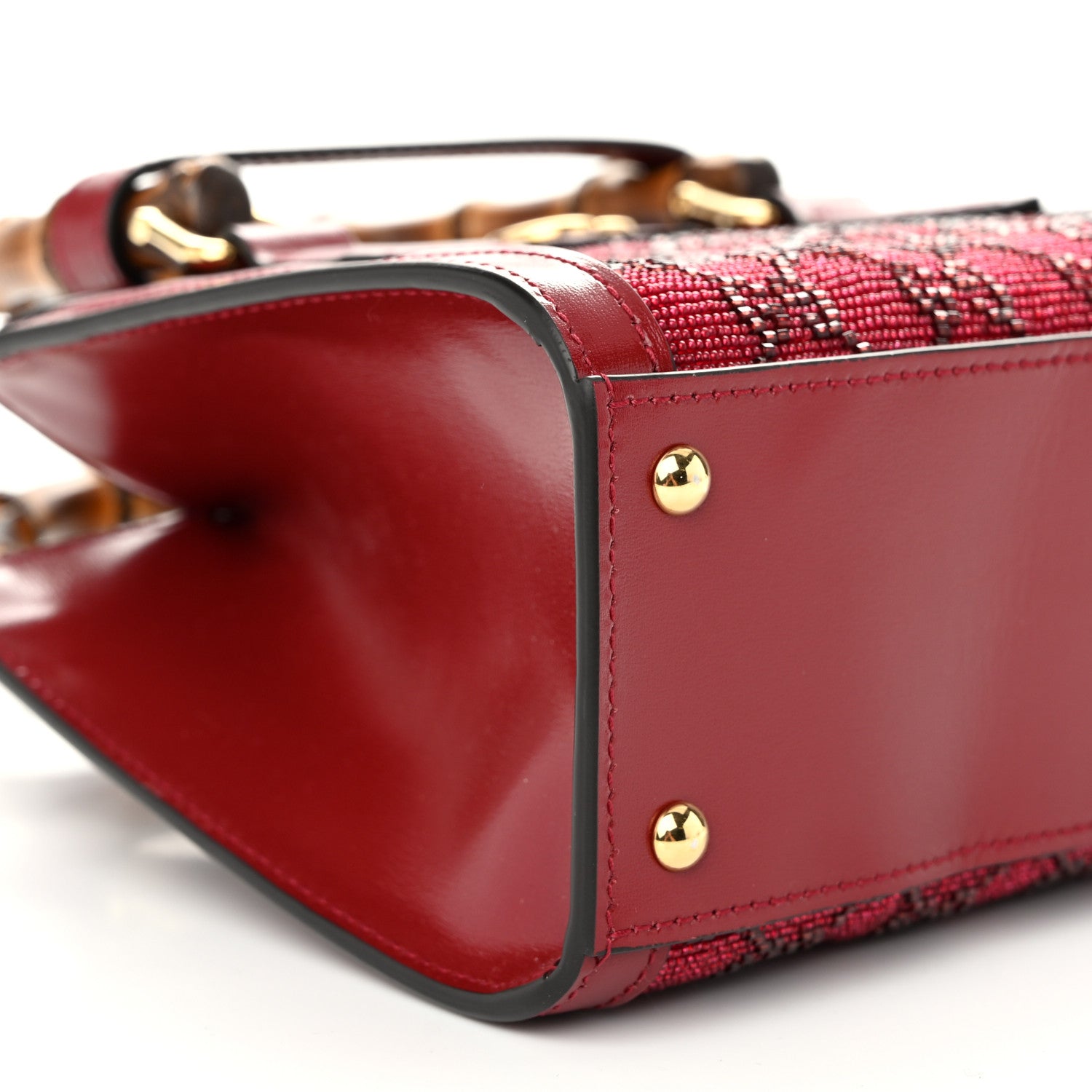 Gucci New Canvas Charisma Calfskin Crystal GG Monogram Mini Diana Tote Bag New Cherry Red 8 of 10