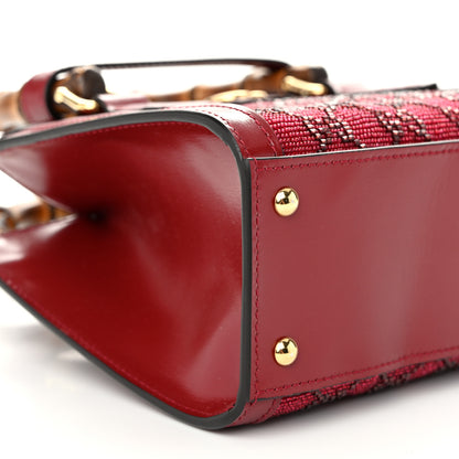 Gucci New Canvas Charisma Calfskin Crystal GG Monogram Mini Diana Tote Bag New Cherry Red 8 of 10