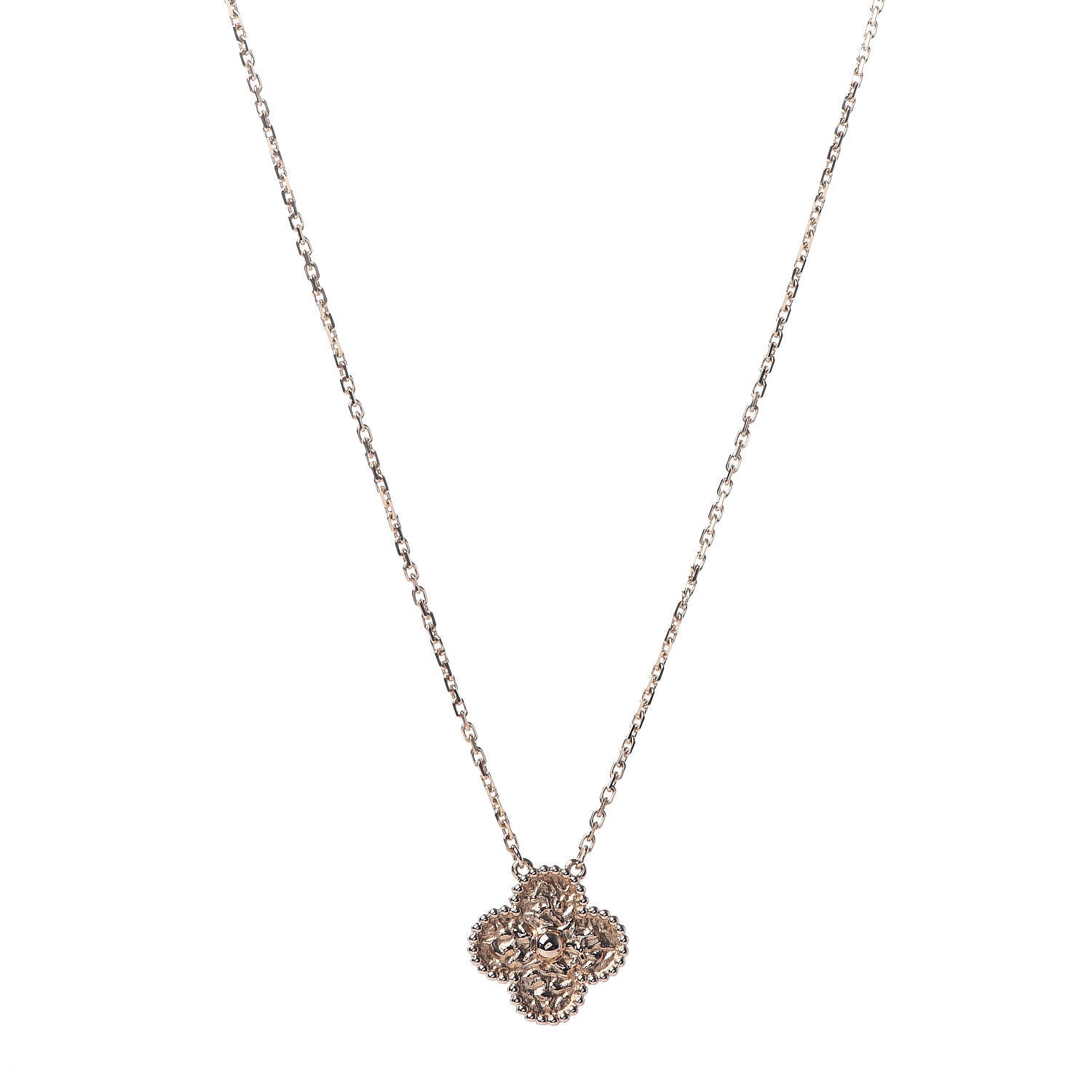 Van Cleef & Arpels 18K Rose Gold Vintage Alhambra Pendant Necklace 1 of 6