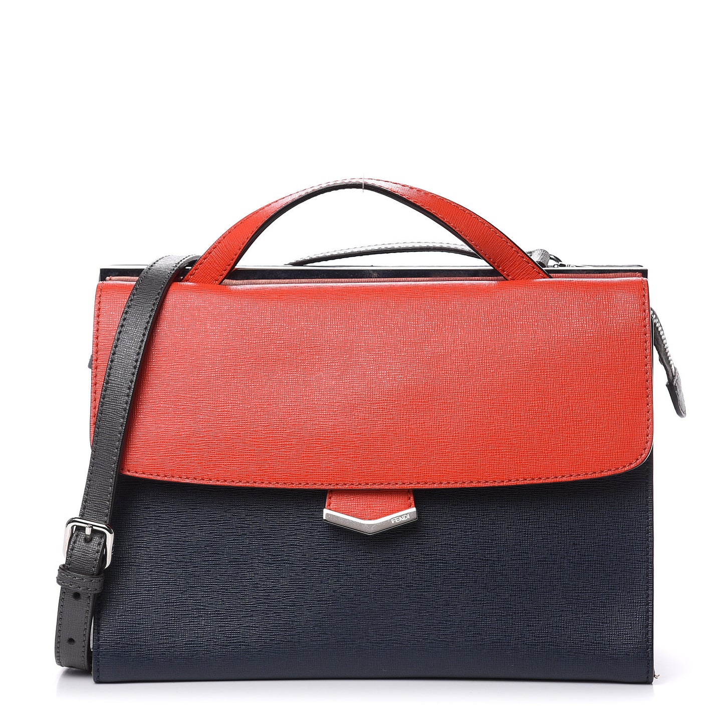 Vitello Elite Flamingo Colorblock Demi Jour Shoulder Bag Papavero Multicolor Asfalto