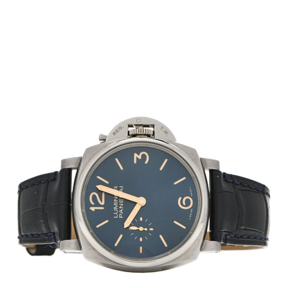 Panerai Titanium Alligator 42mm Luminor Due 3 Days Manual Winding Watch Blue PAM00728 2 of 5