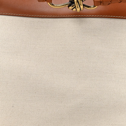 Bottega Veneta Washed Canvas Calfskin Large Andiamo  Natural Light Wood 8 of 18