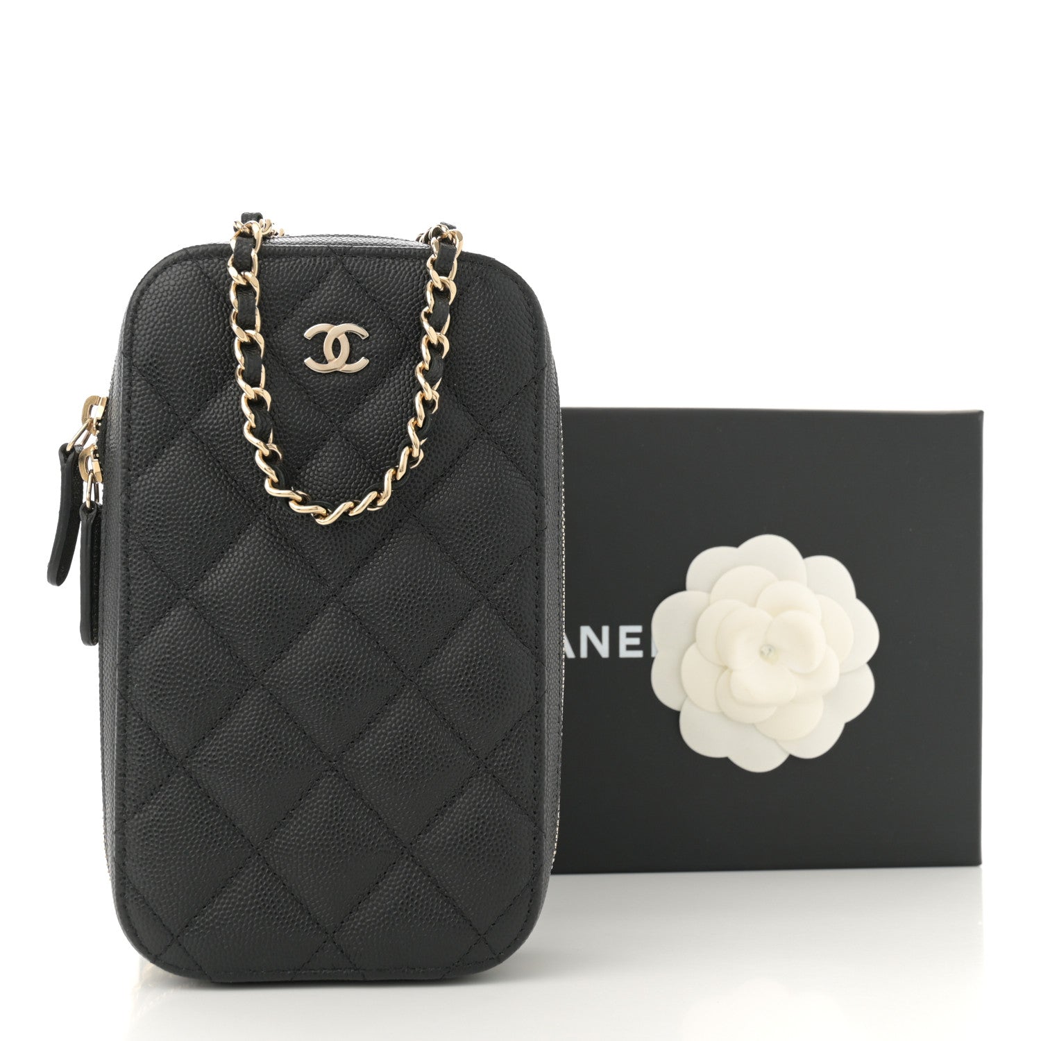 Chanel Caviar Quilted Phone Holder Wallet On Chain WOC Black 11 of 11