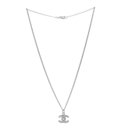 Chanel Crystal Timeless CC Necklace Silver 3 of 6
