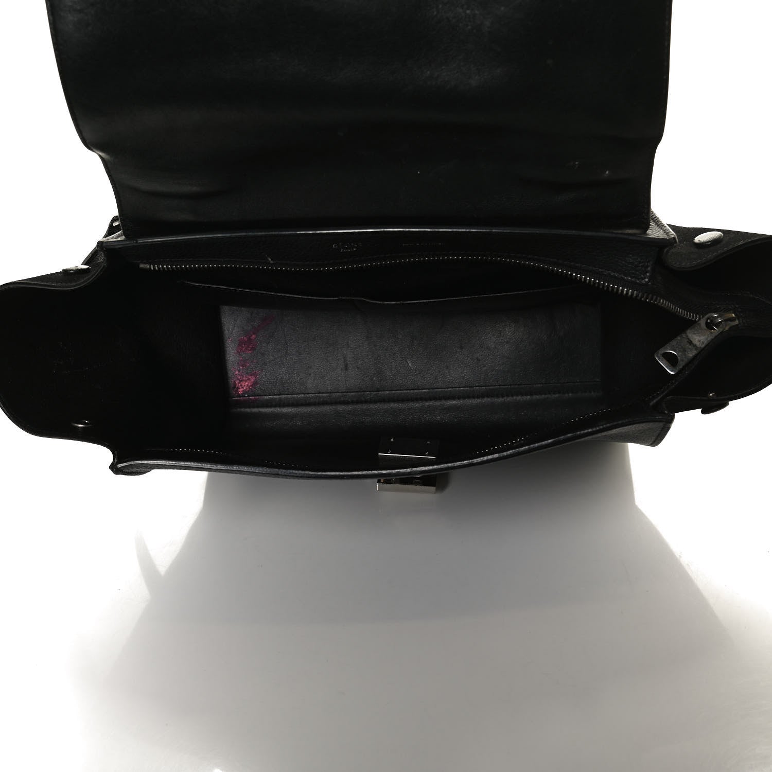 Celine Drummed Calfskin Suede Small Trapeze Black 5 of 14