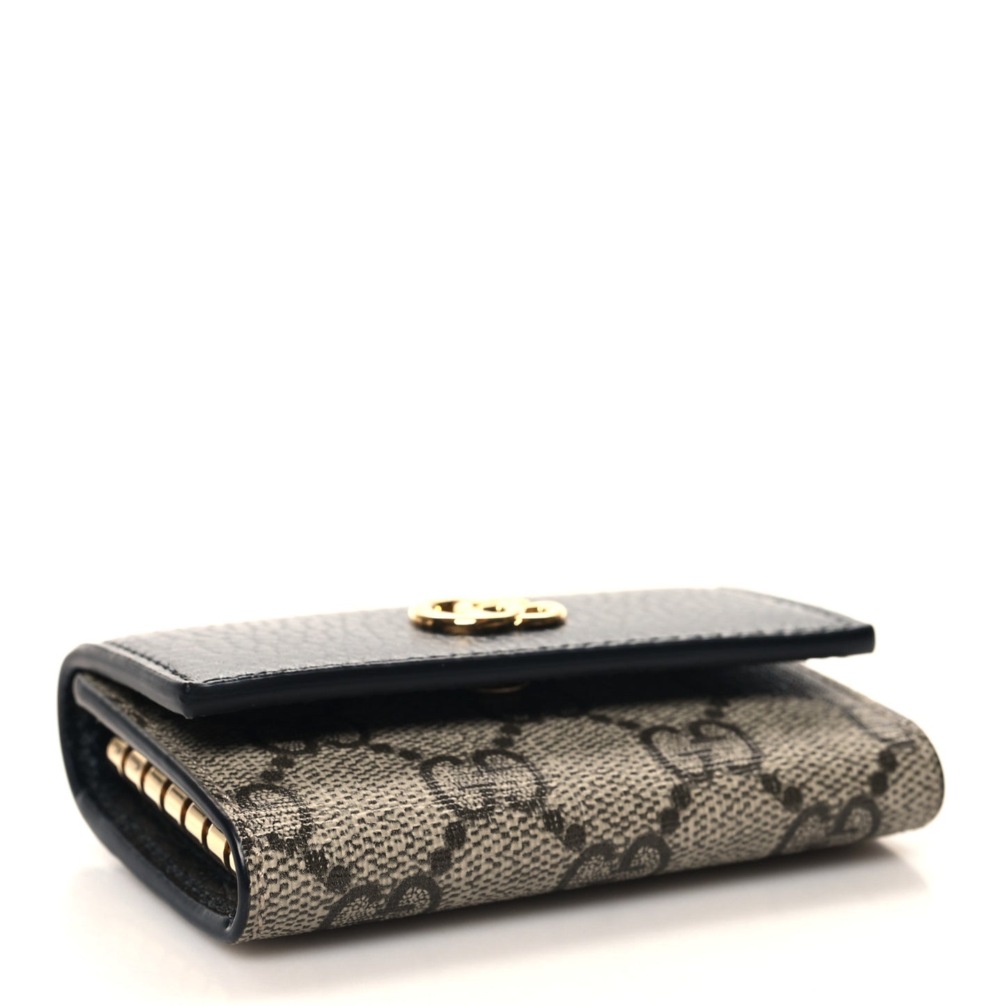 Dollar Calfskin GG Supreme Monogram GG Marmont 6 Key Holder Case Black Beige Ebony