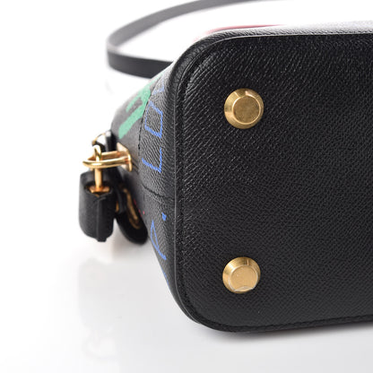 Balenciaga Signature Grained Calfskin Graffiti S Ville Top Handle Bag Black Multicolor 5 of 10
