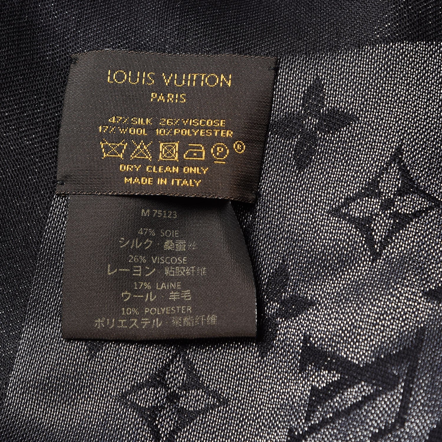 Louis Vuitton Silk Lurex Wool Monogram Shine Shawl Black 4 of 4