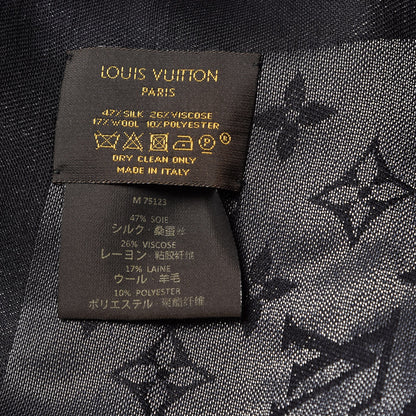 Louis Vuitton Silk Lurex Wool Monogram Shine Shawl Black 4 of 4