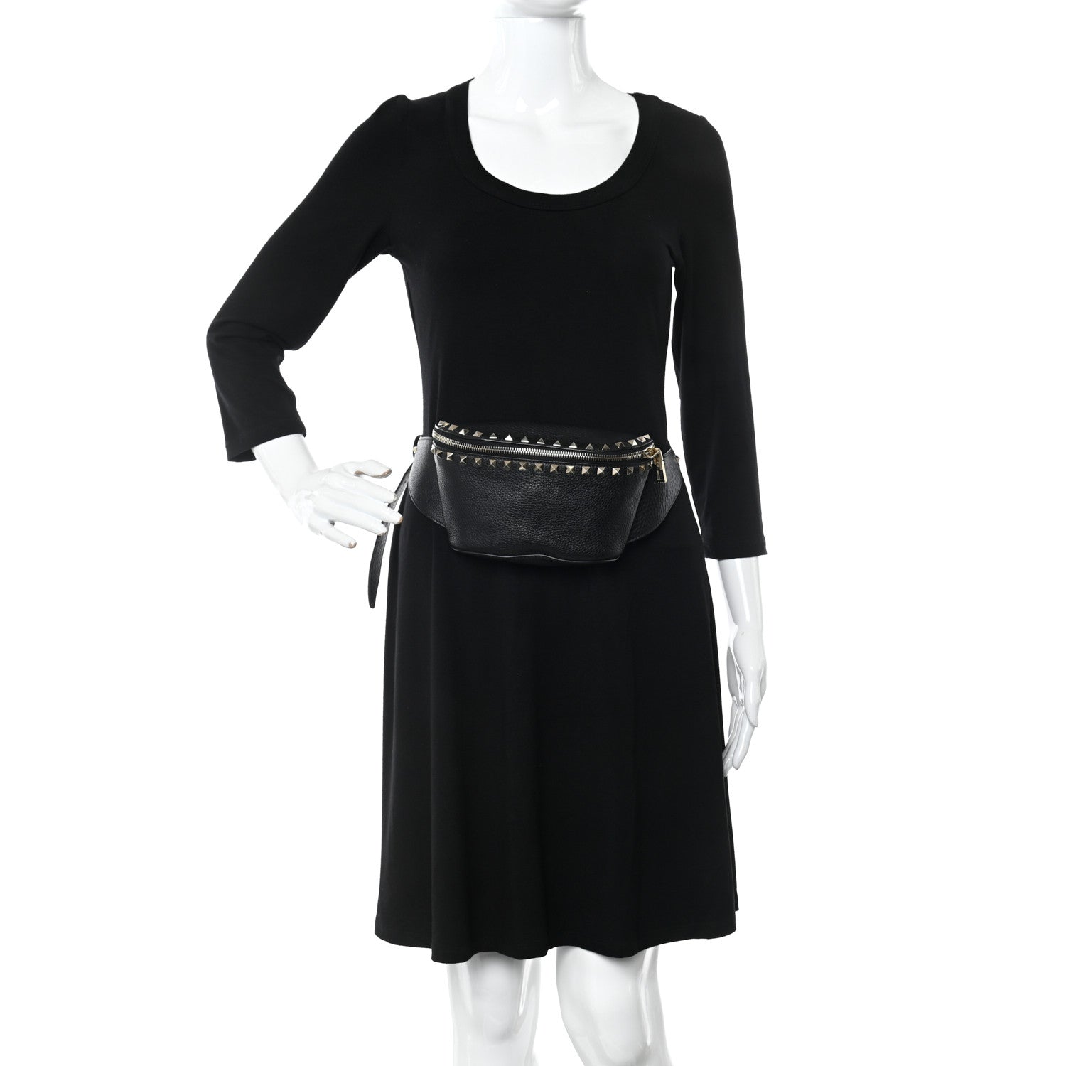Valentino Garavani Grainy Calfskin Rockstud Belt Bag Black 2 of 11