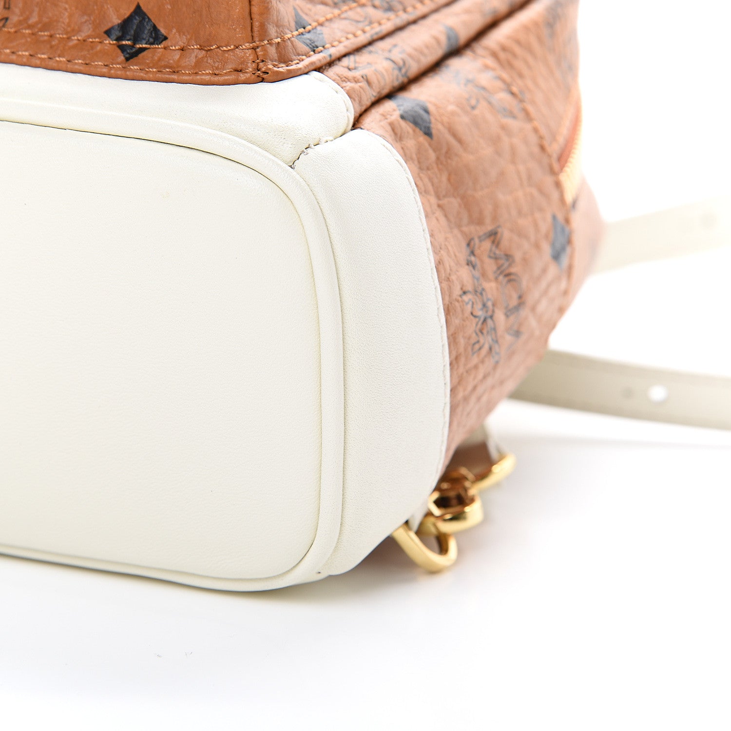 MCM Visetos X-Mini Stark Backpack Cognac White 9 of 9