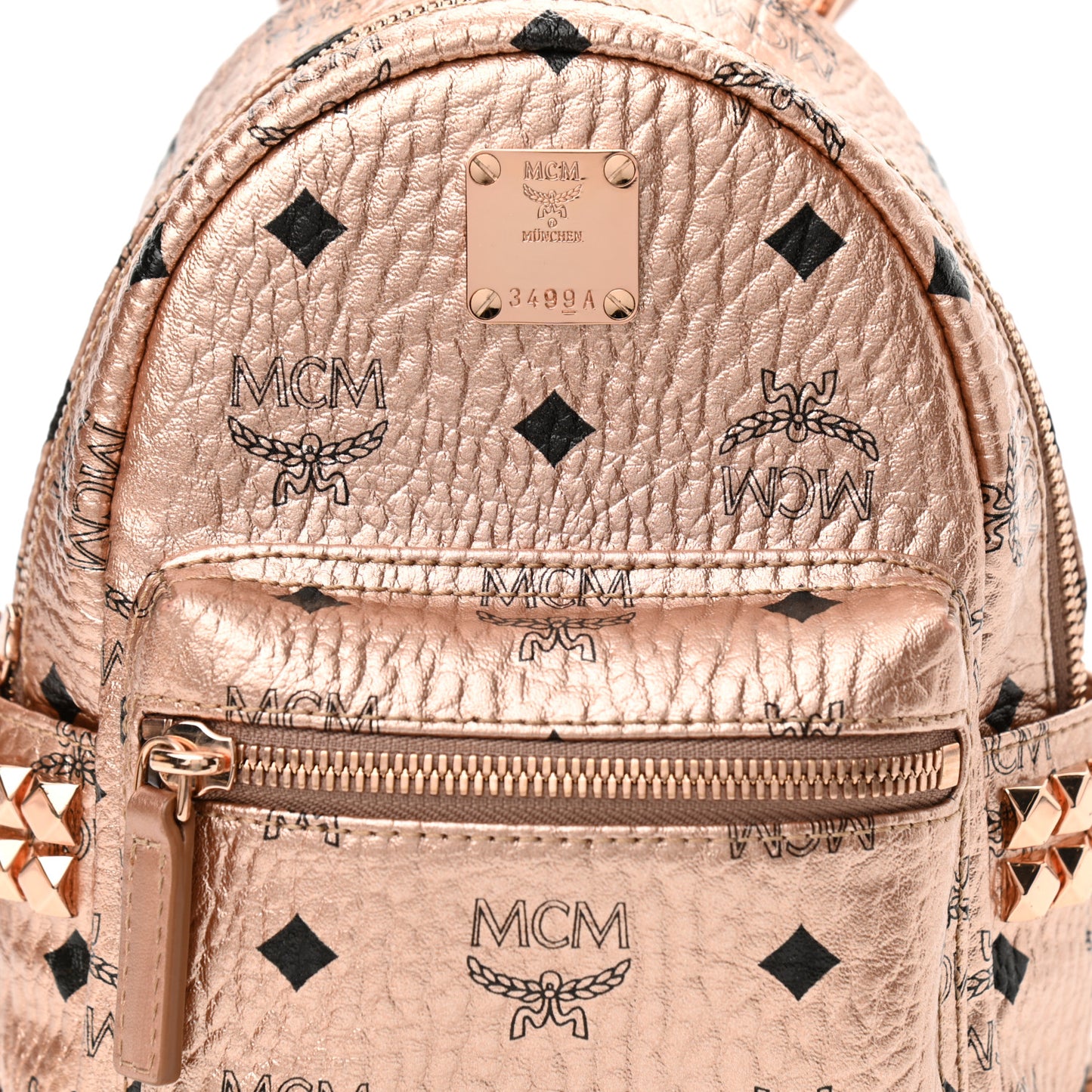 Metallic Visetos Studded X-Mini Bebe Boo Backpack Champagne Gold