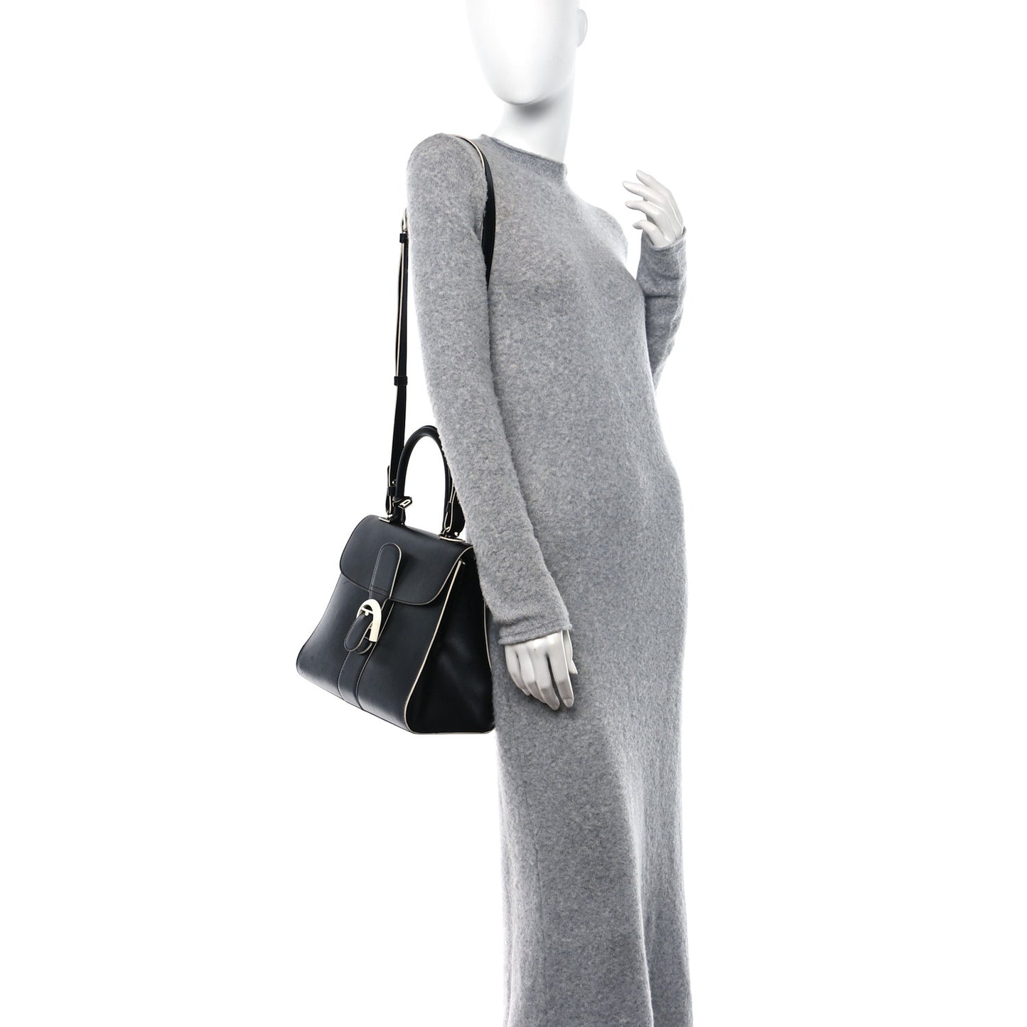Box Calfskin MM Brillant Clouds Satchel Black Ciel