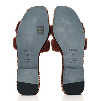Hermes Woolskin Oran Sandals 40 Cognac 5 of 8