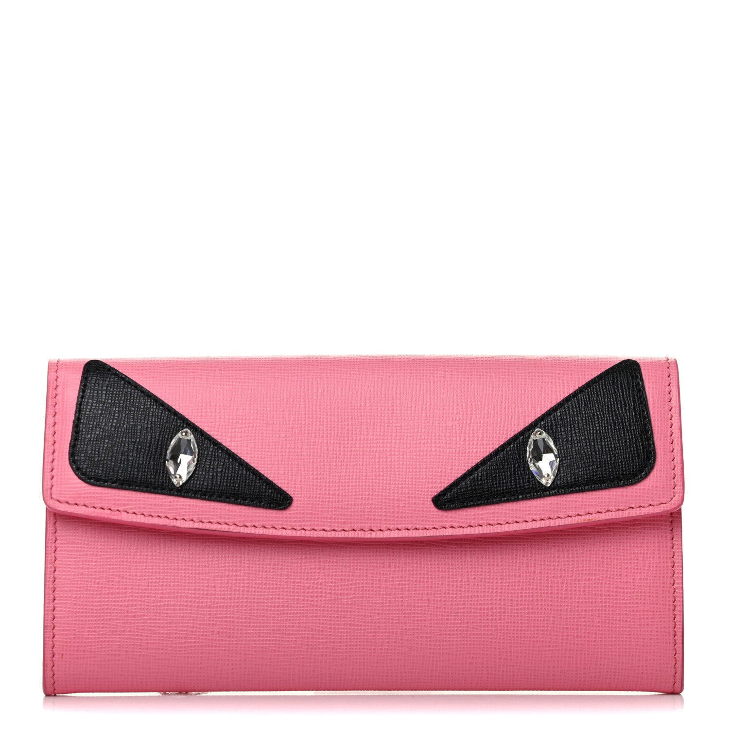 Fendi Vitello Elite Crystal Monster Eyes Simply Continental Wallet Lollypop Black 1 of 7