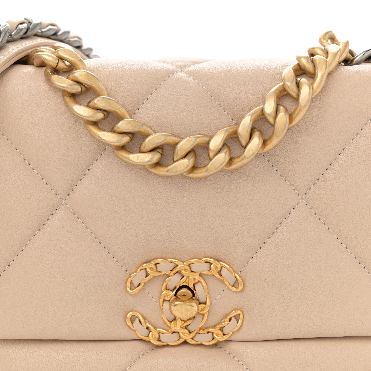 Chanel Lambskin Quilted Medium Chanel 19 Flap Beige 8 of 10