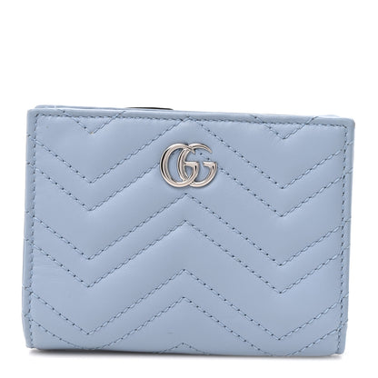 Gucci Lambskin Matelasse GG Marmont Zip Key Pouch Light Blue 1 of 9