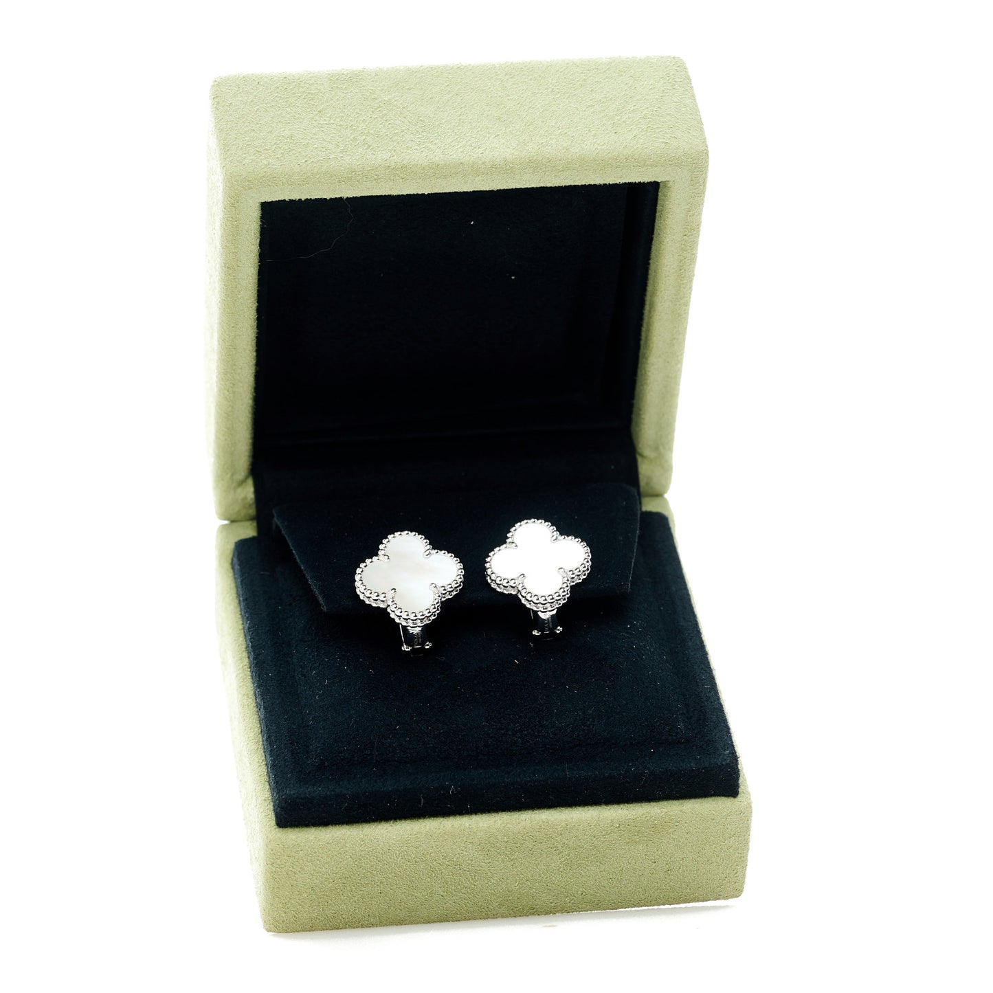 18K Yellow Gold Black Onyx Vintage Alhambra Earrings