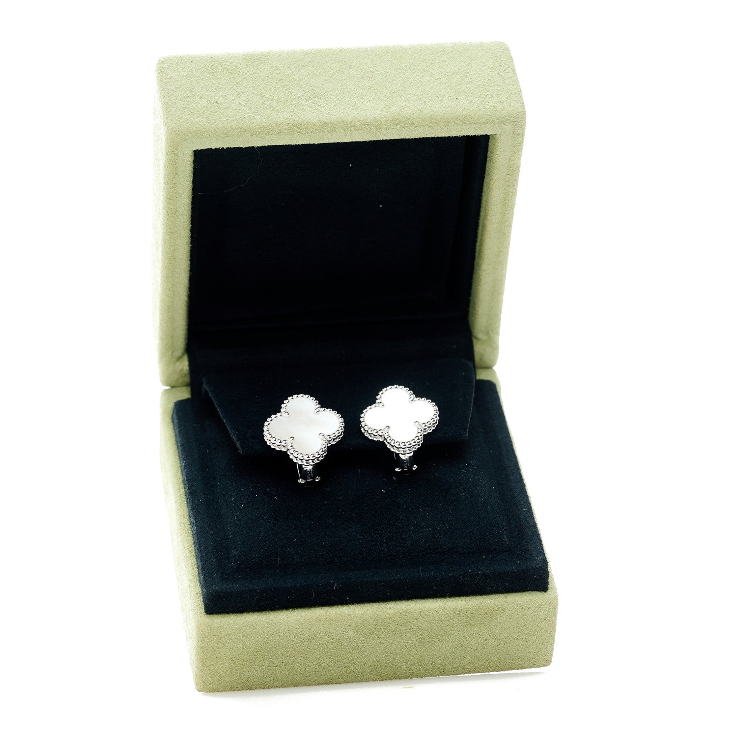 Van Cleef & Arpels 18K Yellow Gold Black Onyx Vintage Alhambra Earrings 6 of 6
