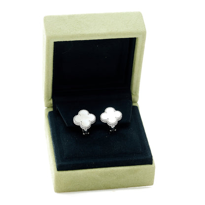 Van Cleef & Arpels 18K Yellow Gold Black Onyx Vintage Alhambra Earrings 6 of 6