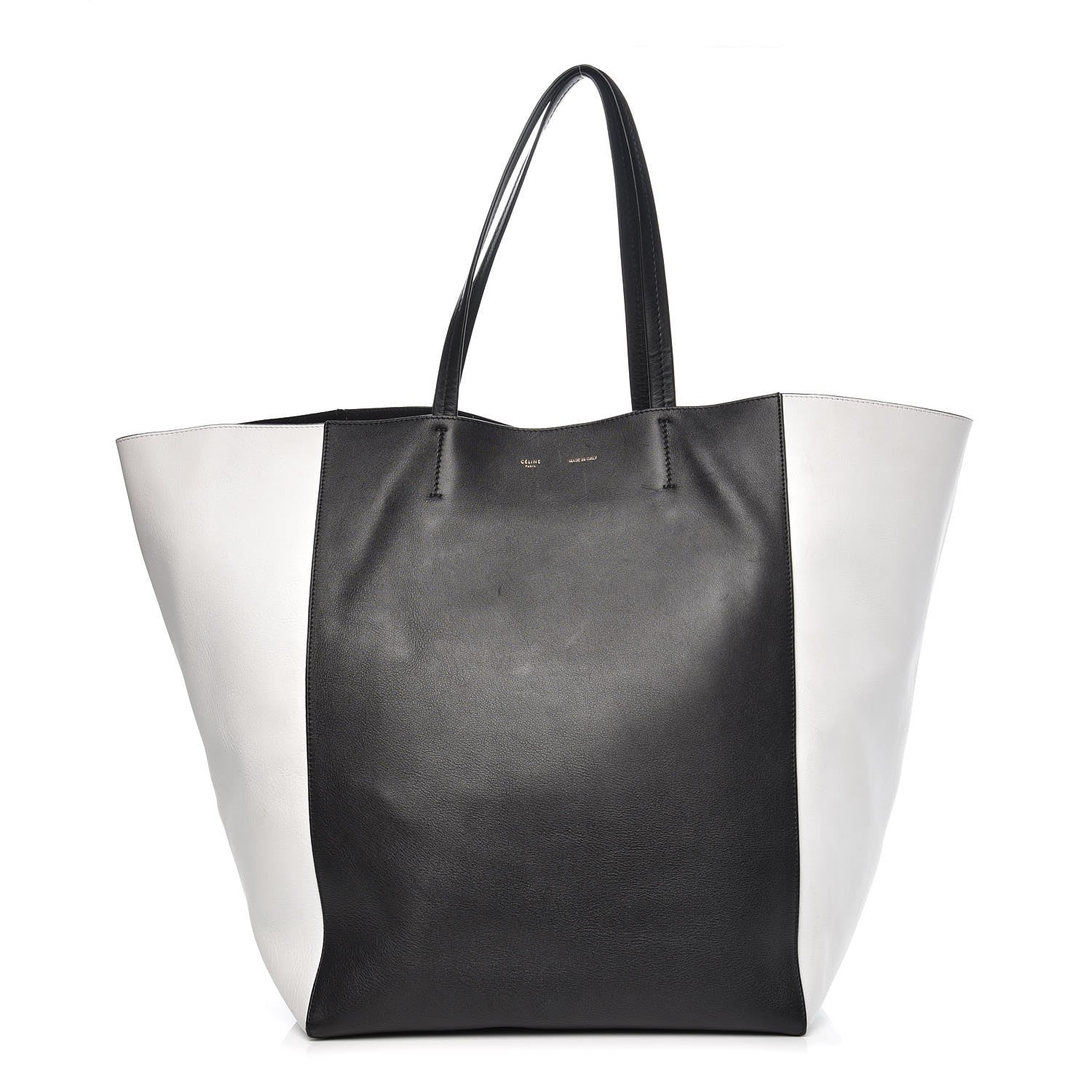 Celine Lambskin Large Phantom Luggage Bi-Cabas Black White 1 of 8