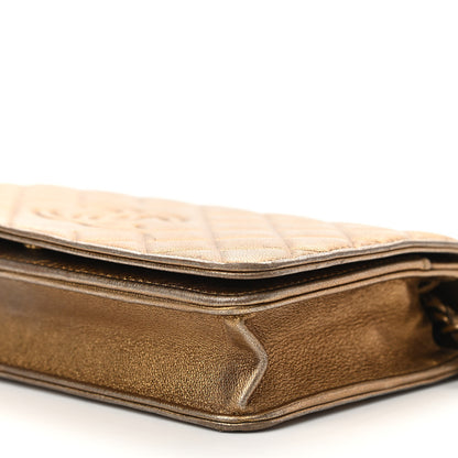 Chanel Metallic Lambskin Quilted Diamond CC Wallet On Chain WOC Bronze 11 of 11