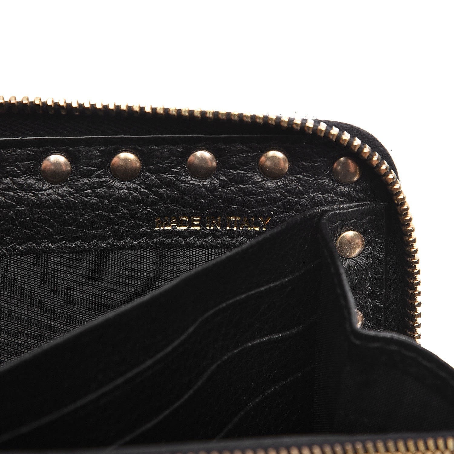 Valentino Garavani Pebbled Calfskin Rockstud Zip Around Wallet Black 7 of 9