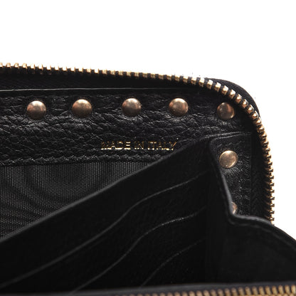 Valentino Garavani Pebbled Calfskin Rockstud Zip Around Wallet Black 7 of 9